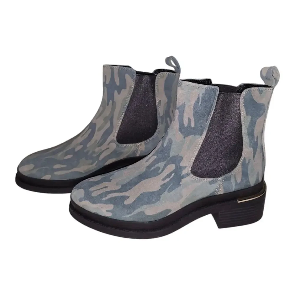 Kenneth Cole Suede Levon Leather‎ Camouflage Chelsea Boots Size 7 New